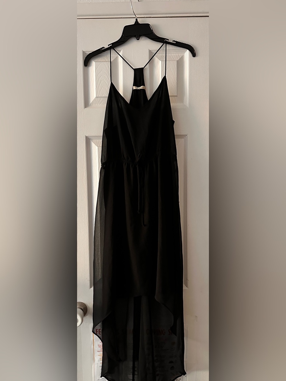 Classic Black Drawstring Waist Women's Dress